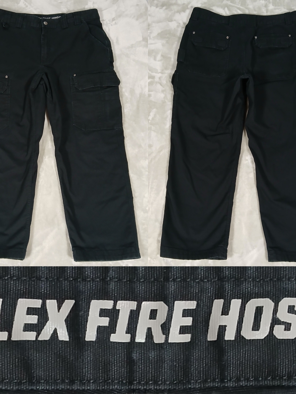 Duluth Flex Fire Hose Pants 38x30 Men's Fits 38x29 Cargo Black